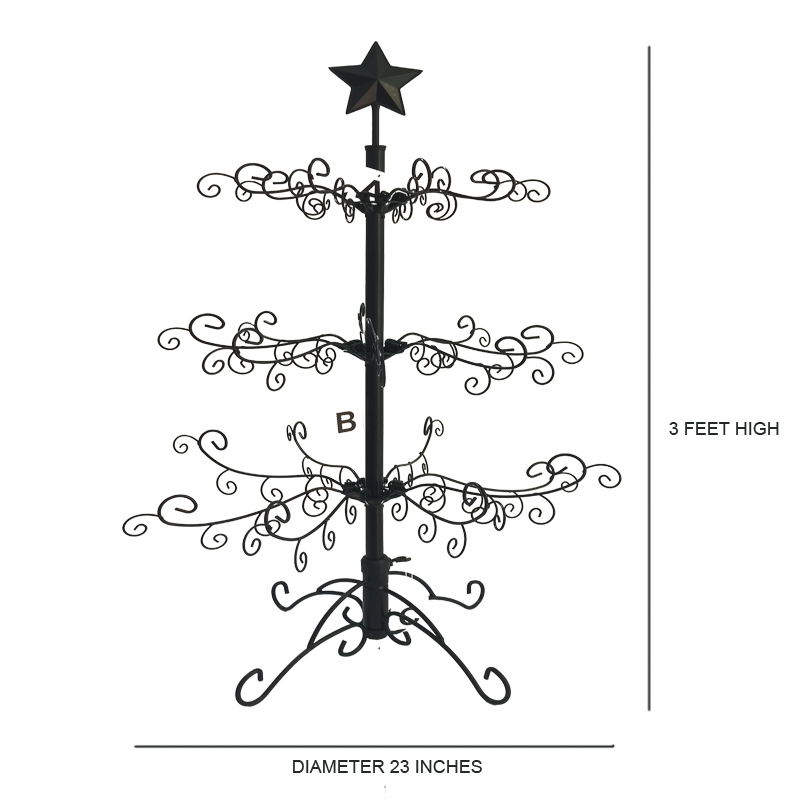 3 ft ornament display metal black christmas tree