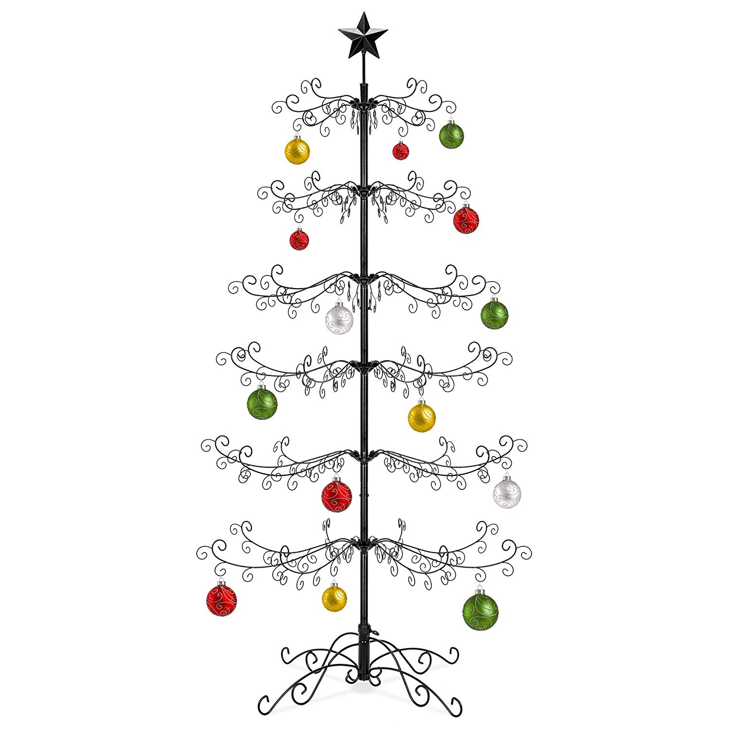 6 ft ornament display metal black christmas tree