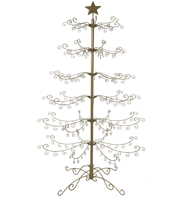 6 ft ornament display metal golded christmas tree