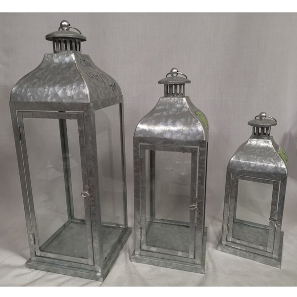 Set 3 piece of square rough finish metal lantern