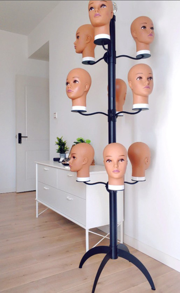 Adjustable multiple wig display stand